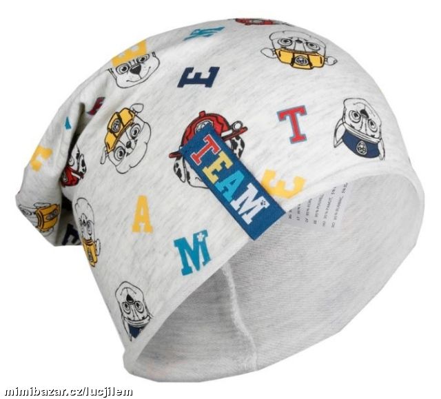 Slabá čepice Tlapková Patrola šedý melír