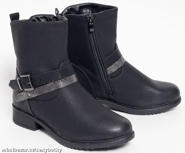 Černé kotníčkové zimní kozačky vel.36, 37, 39-BORDÓ