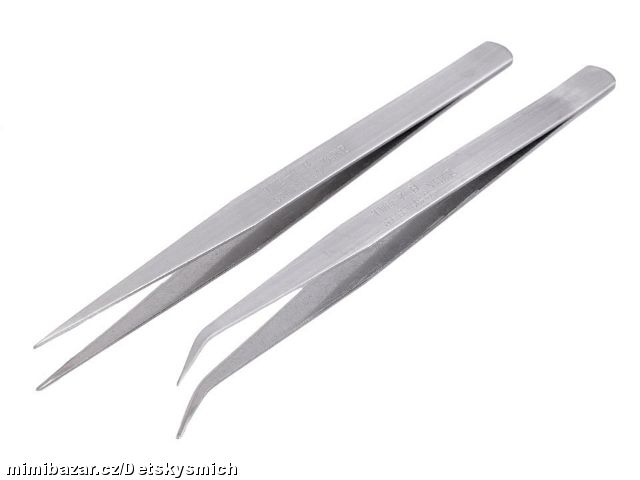 kovová pinzeta délka 15 cm rovná nebo zahnutá