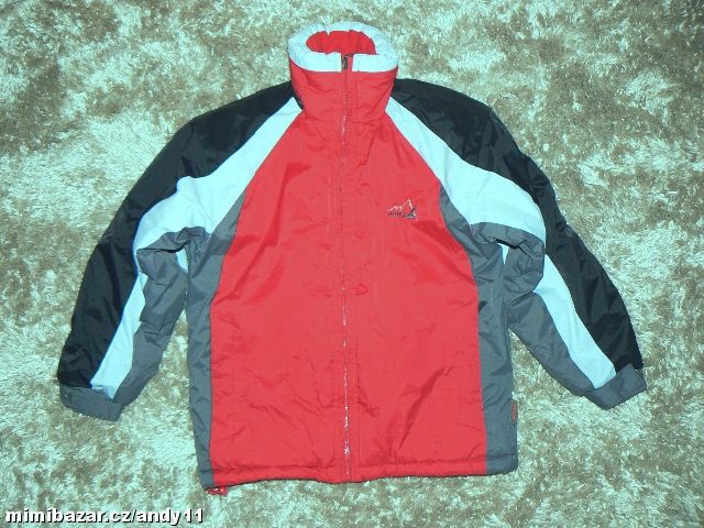 Velmi teplá zimní bunda červeno-šedá