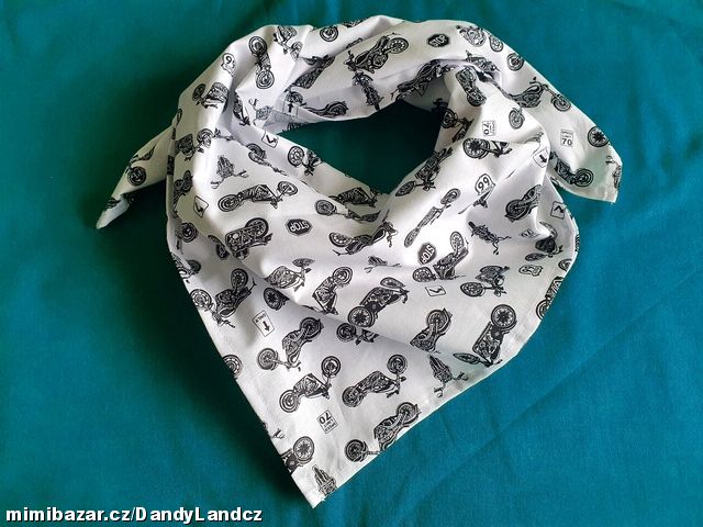 Bavlněný šátek velikost Klasik - Motorky na bílé