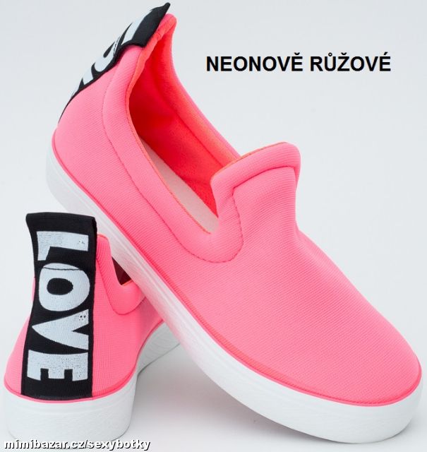 Růžové LOVE Slip On tenisky vel. 37, 39, 40, 41