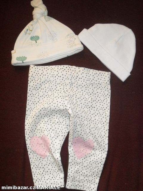 ♥ LEGINY + 2 ČEPIČKY ♥ 0 - 3 MĚSÍCE ♥