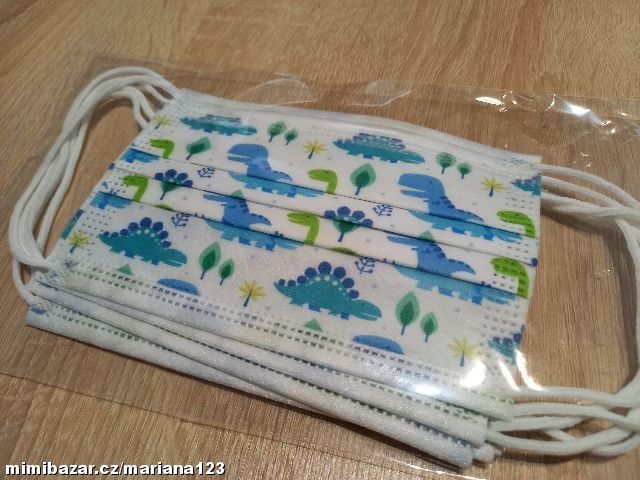 Dětský Respirátor , rouška s dinosaury, cena za 1ks
