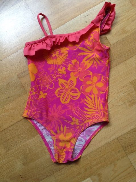 Plavky v celku růžové oranžové květované