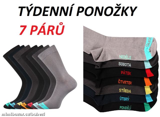 Ponožky pro dospělé - TÝDENNÍ WEEK CENA ZA 7 PÁRŮ