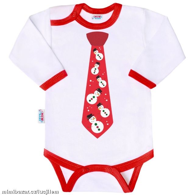 Kojenecké body s červenou kravatou sněhuláci