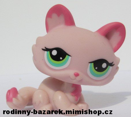 Figurine Littlest Pet Shop (LPS) #1345 – Chat Sphynx Rose Pâle Et Rose, Yeux Verts – Hasbro, Occasion