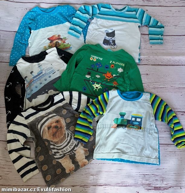 Trička s dlouhým rukávem - 6 ks - vel. 98/104