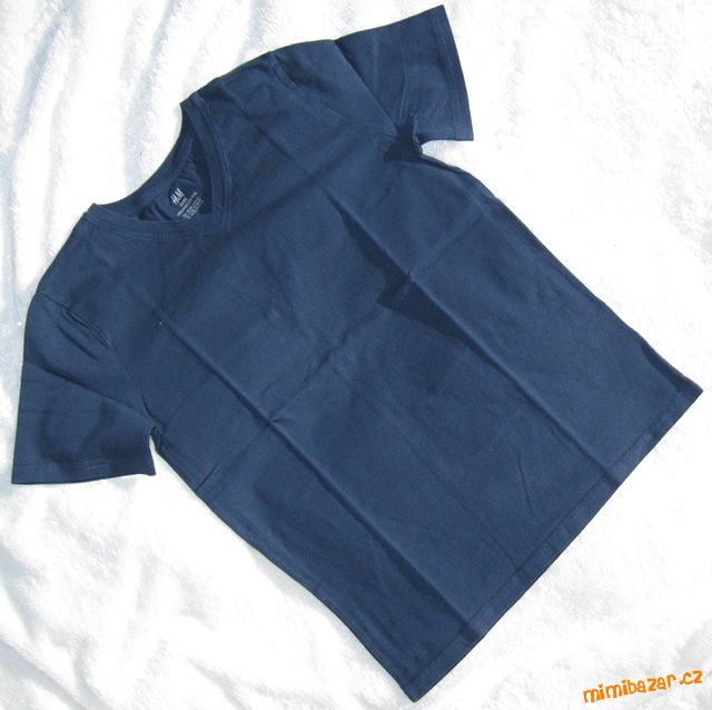 MODRÉ BAVLNĚNÉ TRIČKO H&M VEL. 146/152 10-12 LET