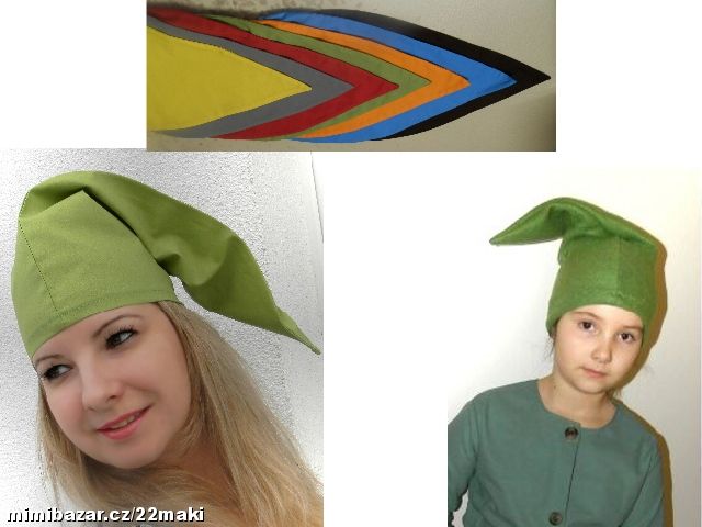 trpaslík čepice dospělá, dětská, maska, převlek