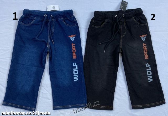Chlapecké džínové - riflové 3/4 tepláky kalhoty