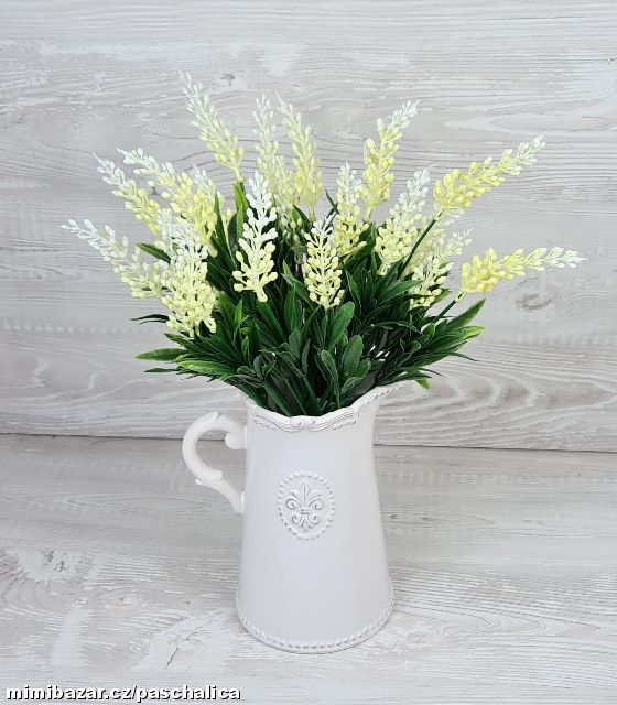 Umělá zeleň 40 cm bílo-žlutá