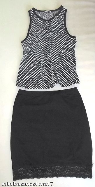 letní strečové tílko a sukně s krajkou , vel. 164