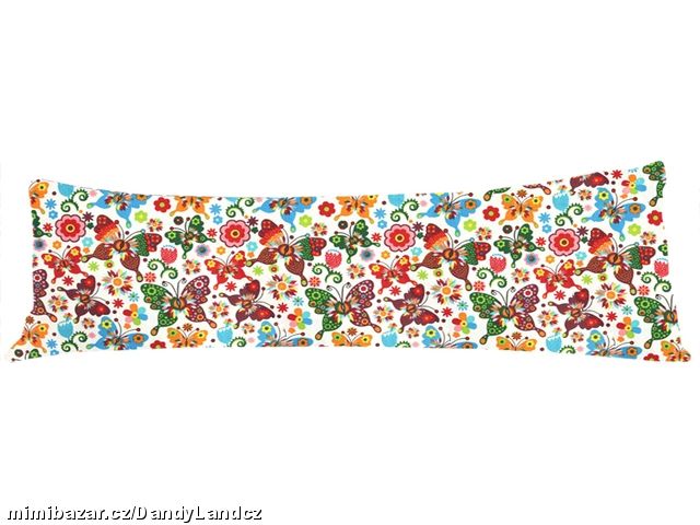 Povlak na dlouhý polštář 55x180cm Barevní motýlci