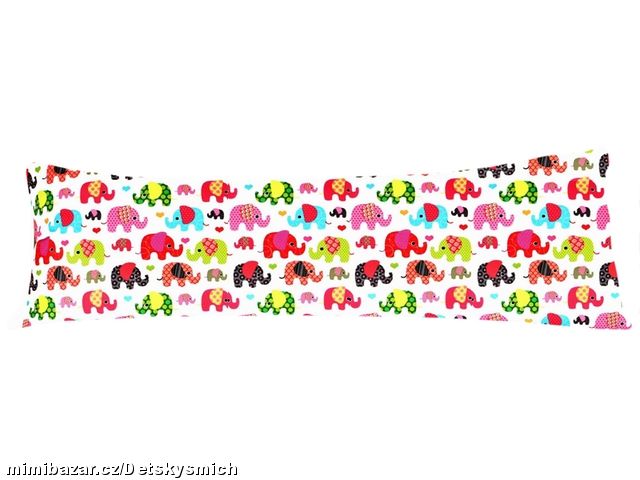 Povlak na dlouhý polštář 45x120cm Barevní sloni