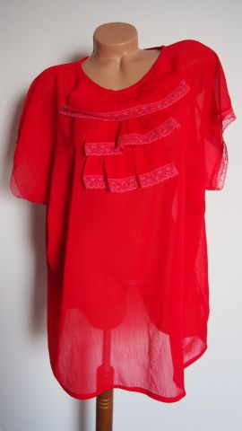 Simply be červený top s krajkou V.58 4XL