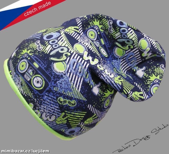 Chlapecká bavlněná čepice Muzika modrá