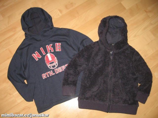 Bavlněná mikina Nike + chlupatková mikinka George