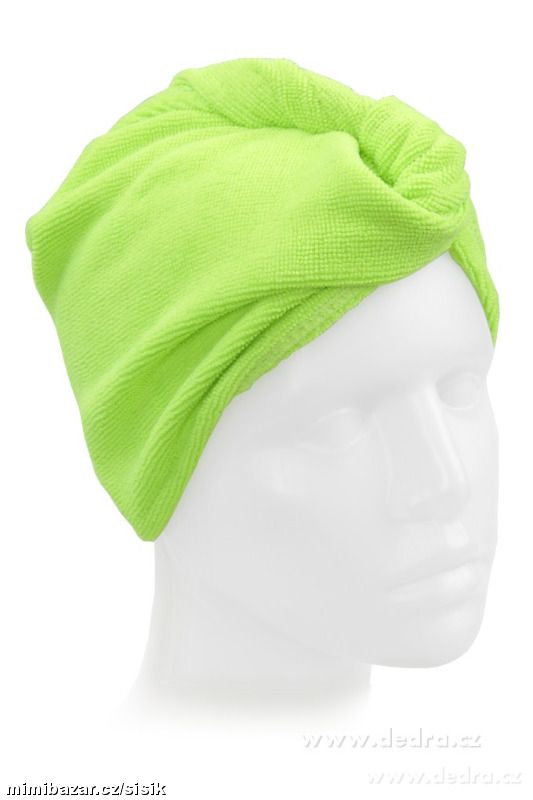 2ks TURBAN na vlasy (k vysoušení) JASNĚ ZELENÝ