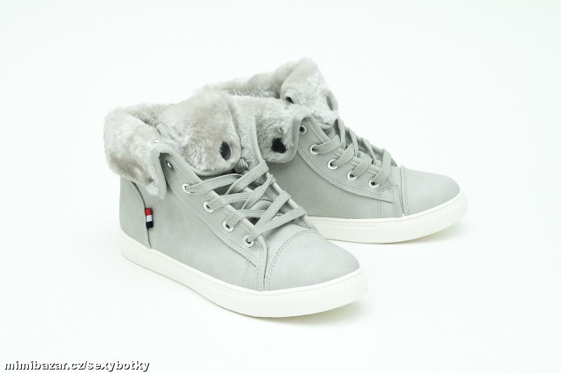 Zimní kotníčkové šedé tenisky vel. 35, 36, 37, 38, 39