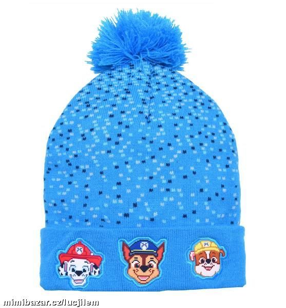 Zimní pletená čepice Tlapková Patrola modrá