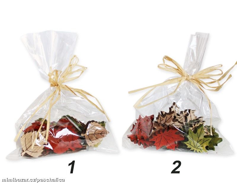 Listy přízdoba dřevo 18ks/3cm mix 528497