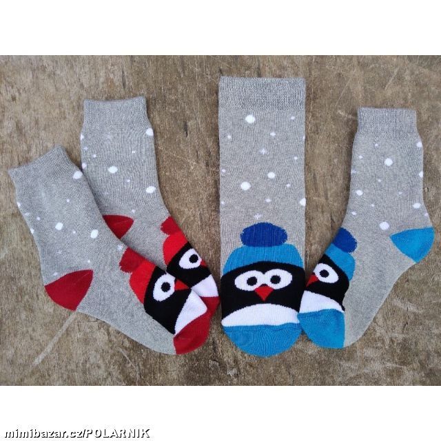Zimní froté termoponožky s tučňákem