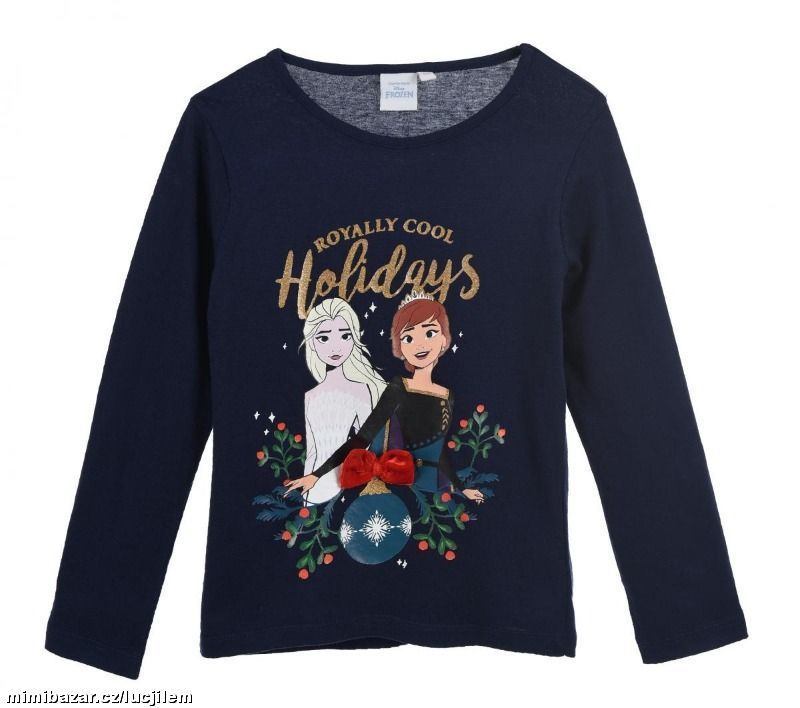 Vánoční tričko Frozen Ledové království tm. modré