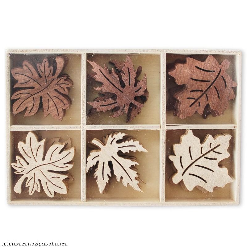 Listy přízdoba dřevo 24ks/4cm mix 528404
