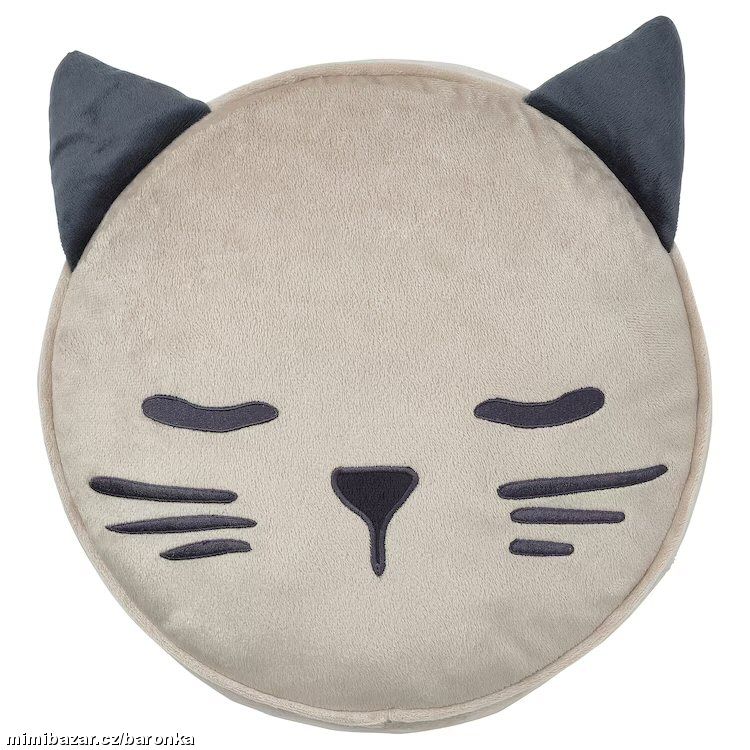 BÉŽOVÁ KOČKA, kulatý polštář & kapsa, 32x8 cm
