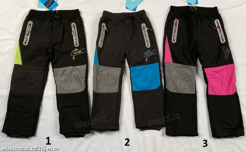 Softshellové oteplené kalhoty 98-128