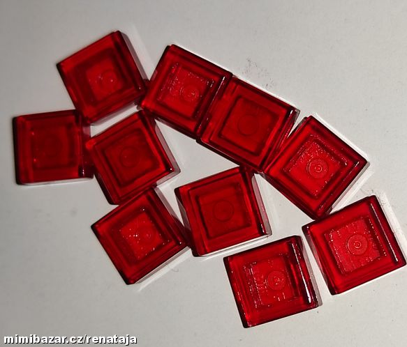 LEGO KLASIK - červené průsvitné plošky 1x1 - 10 ks