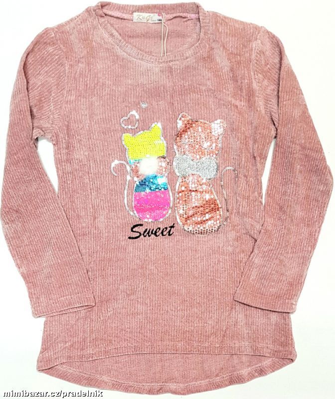Heboučký svetr s kočičkami ve vel.116 až 146