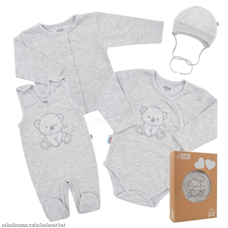 Soupravička do porodnice SWEET BEAR ŠEDÁ, v.56