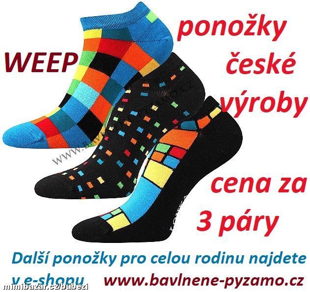 Ponožky pánské dámské dětské WEEP nízké TŘI PÁRY