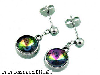 Náušnice z chir. oceli s v duhové barvě SKLADEM