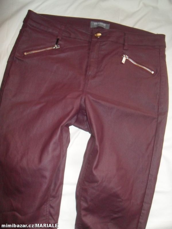 ♥♥ DÁMSKÉ VÍNOVÉ KOŽENKOVÉ KALHOTY ♥♥ VEL. 42 ♥♥