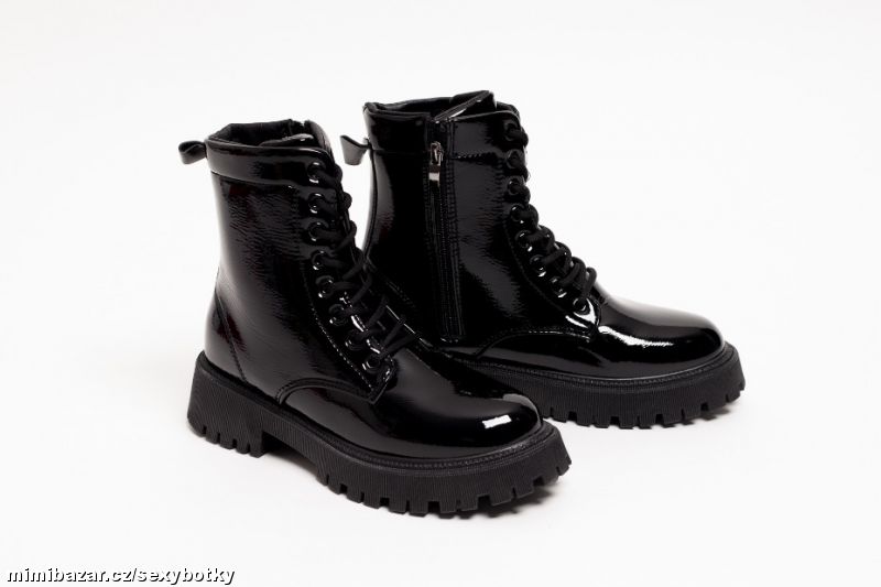 Zimní černé lakované farmářky 36, 37, 38, 39, 40, 41