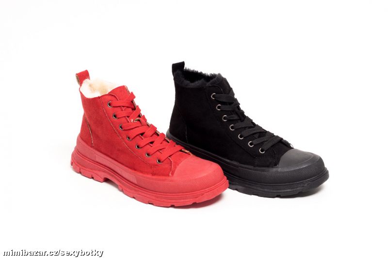 Zimní červené, černé tenisky vel. 36, 37, 38, 39, 40, 41