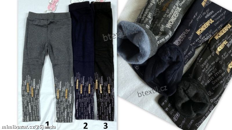 Oteplené legíny kalhoty s plyšem 134-164