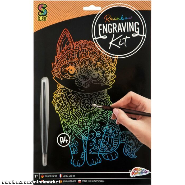 Duhový škrabací obrázek KOČKA