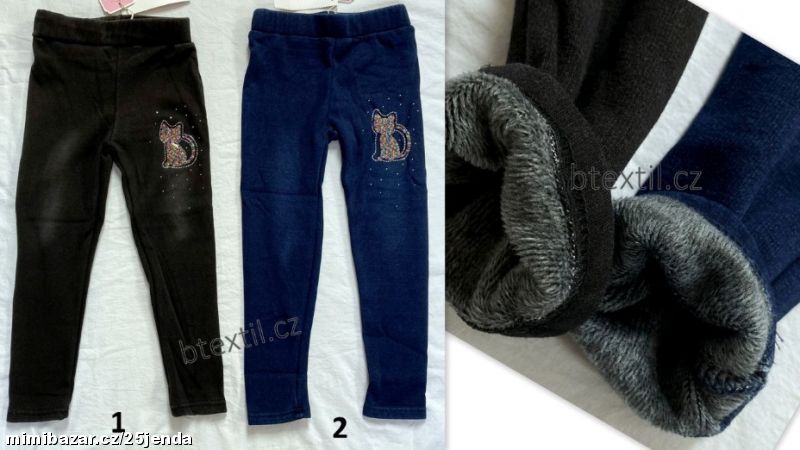 Oteplené legíny kalhoty s plyšem džegíny