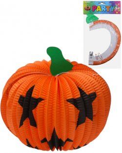 Lampion oranžový dýně 36cm kulatý Halloween na sví