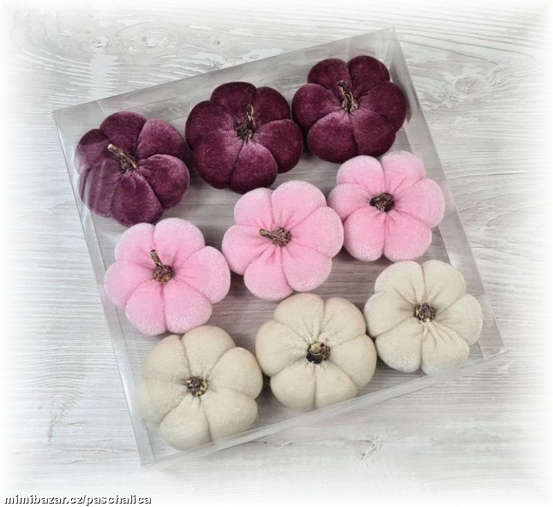 Dýně přízdoba textil 9 ks 7, 5 cm růžový mix 546217