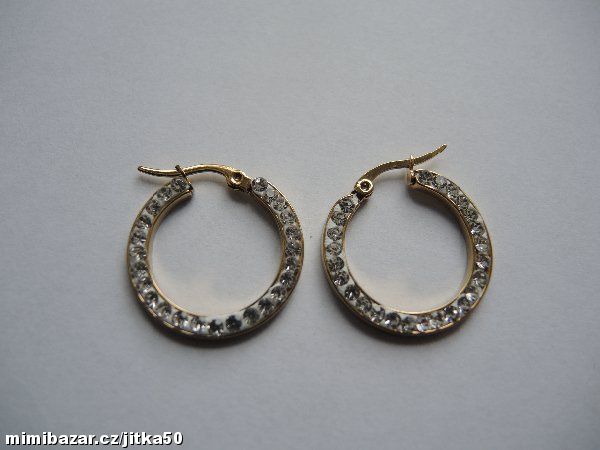 Náušnice kruhy zdobené jemnými zirkony SKLADEM