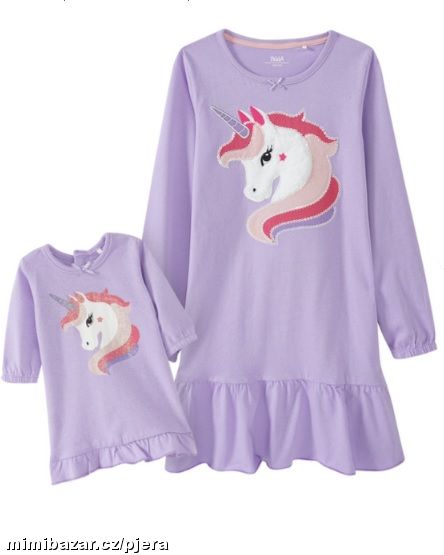 2 x fialková noční košile s jednorožcem AKČNÍ CENA
