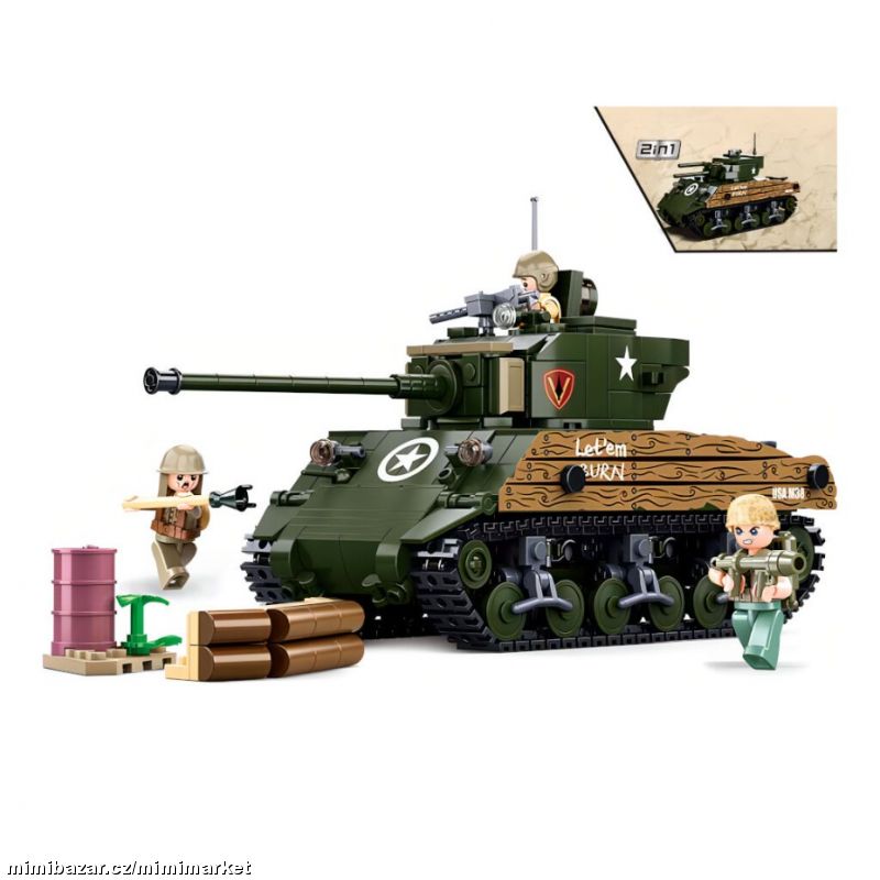 Stavebnice Sluban WW2 B1110 BITEVNÍ TANK SHERMAN