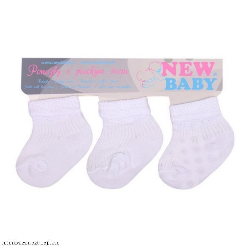 Kojenecké ponožky s plochým švem bílé