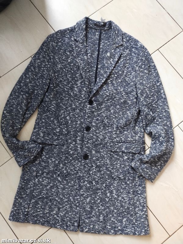 Trendy dlouhé úpletové pánské sako / jarní kabát